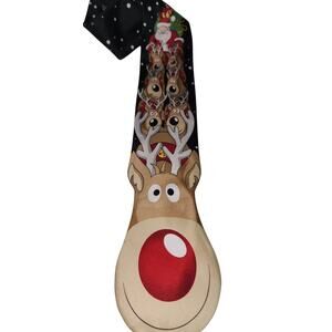 Noel Holiday Collection Rudolf Red Nose Reindeer Santa Multicolor Neck tie